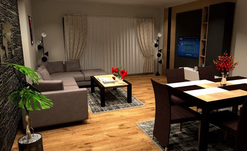 3D render dnevnog boravka — Dnevni boravak