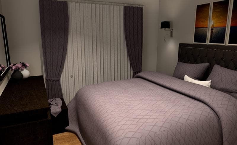 3D render spavaće sobe sa ormanom — Spavaća soba