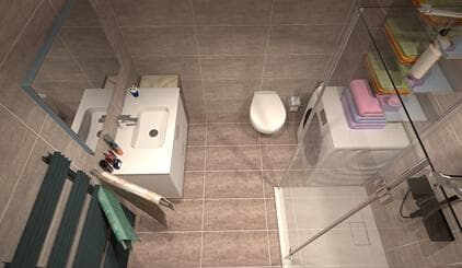 3D render kupatila sa rasporedom pločica — Kupatilo