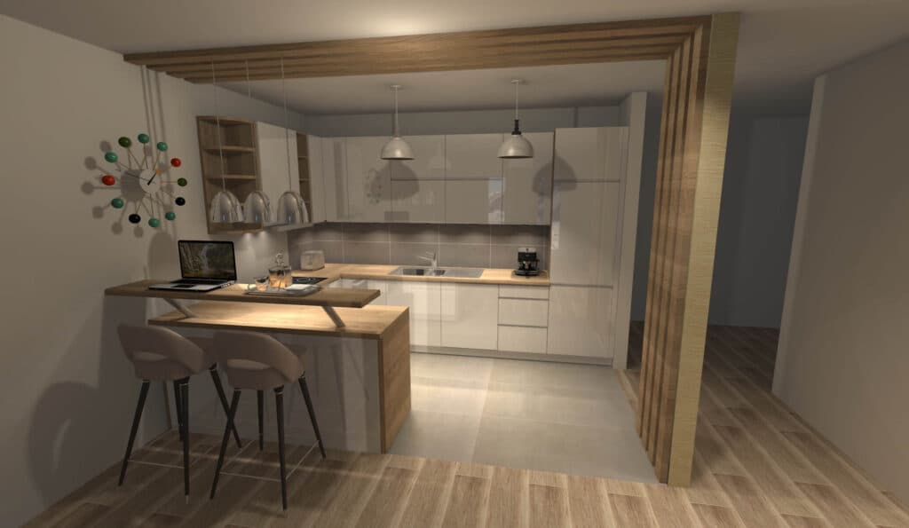 3D render kuhinje sa ugradnim aparatima — Duško — kuhinja